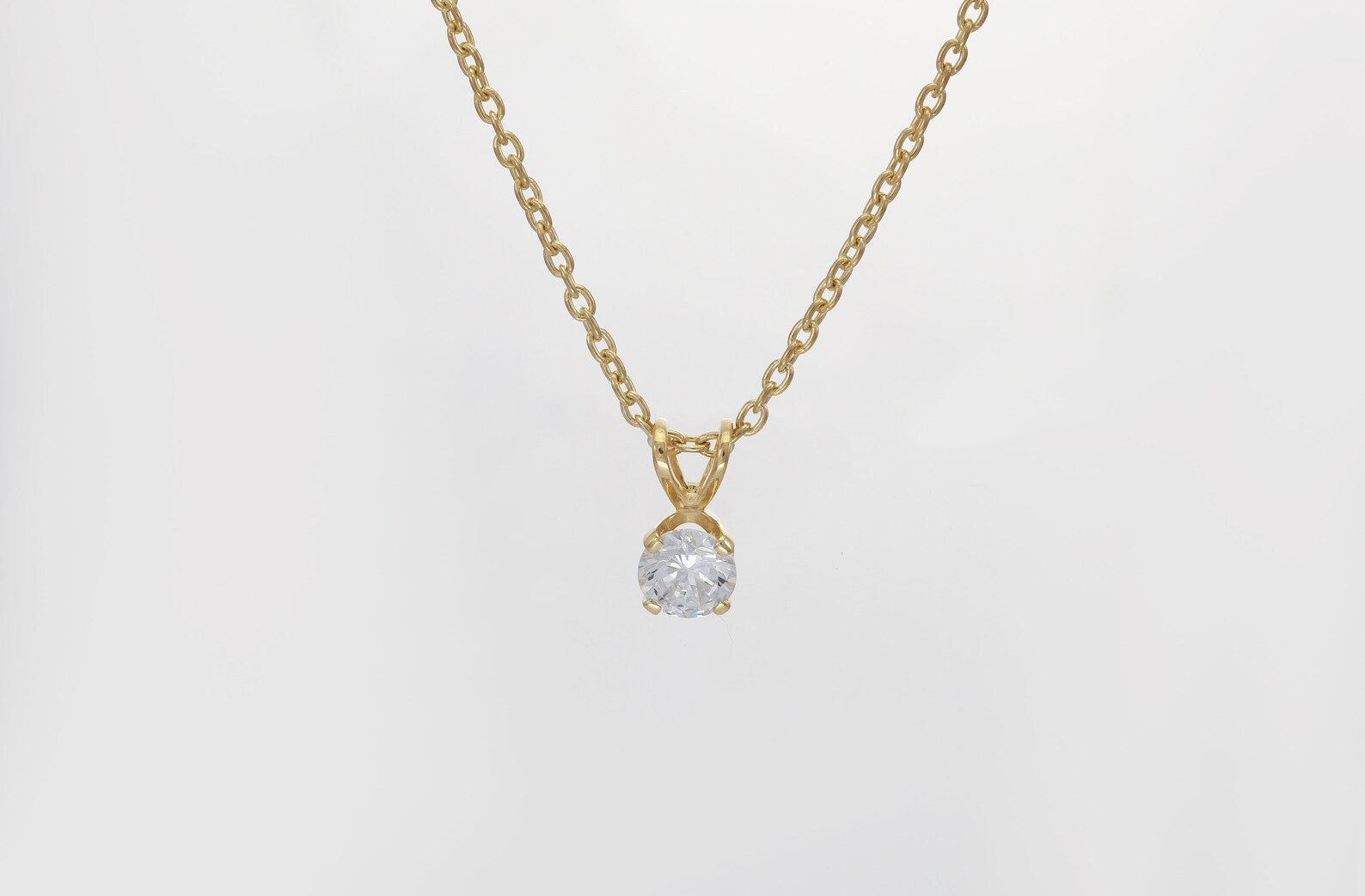 5mm Diamond Solitaire Necklace, Bezel Set Layered Necklace Gift for Her, Bridal Necklace