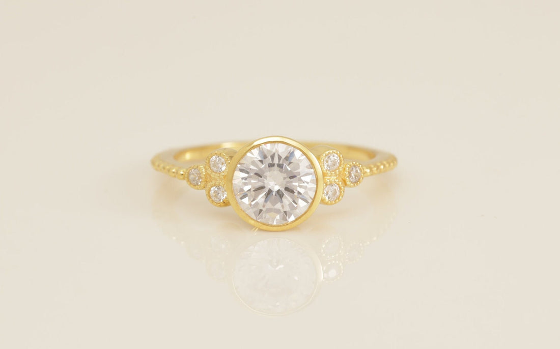 1.0 CT Bazel Set Diamond Engagement Ring, Cluster Wedding Ring, Bridal Promise Ring Gift for Her, Anniversary Ring