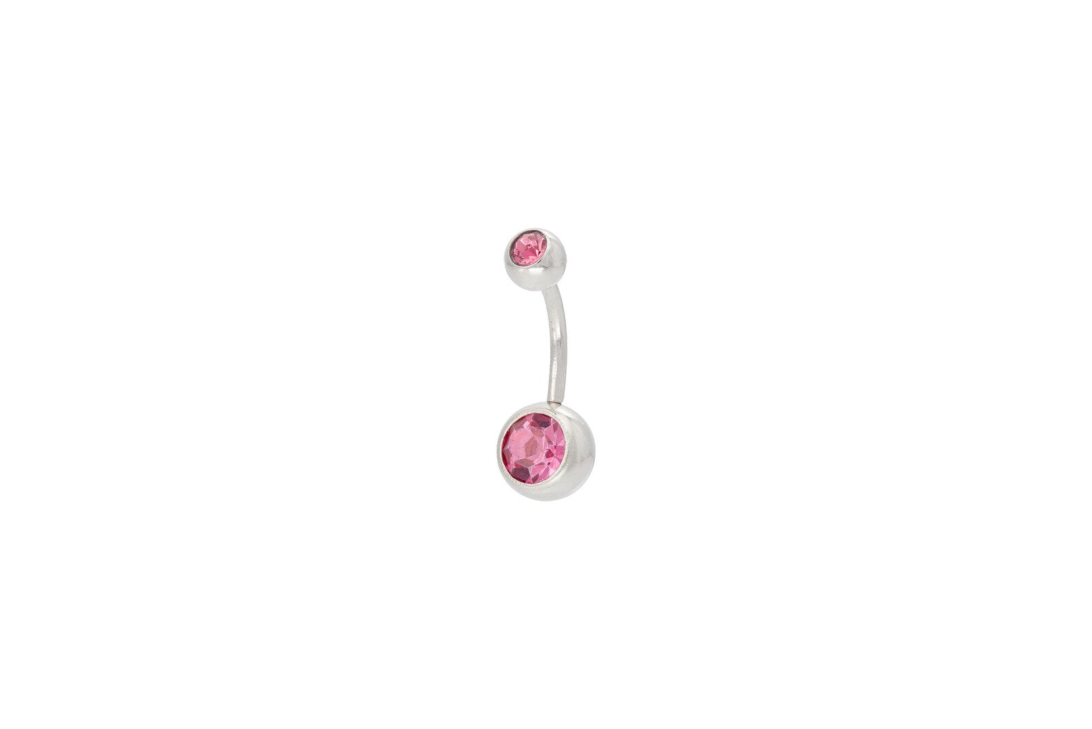 Bezel Set Pink Sapphire Belly Ring, Sterling Silver Curved Barbell, September Birthstone, Belly Button Jewelry, Navel Piercing