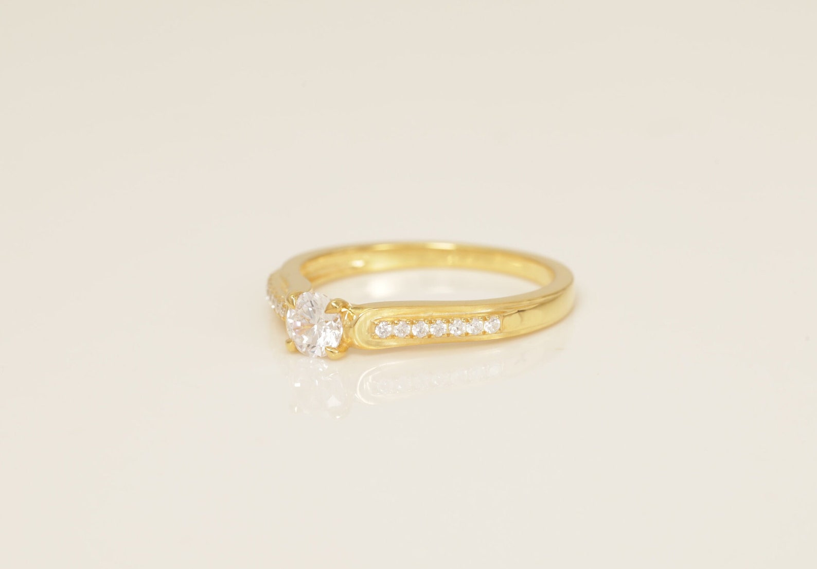 Channel Set Diamond Engagement Ring, Solitaire Engagement Ring, Bridal Promise Ring for Women, Anniversary Ring