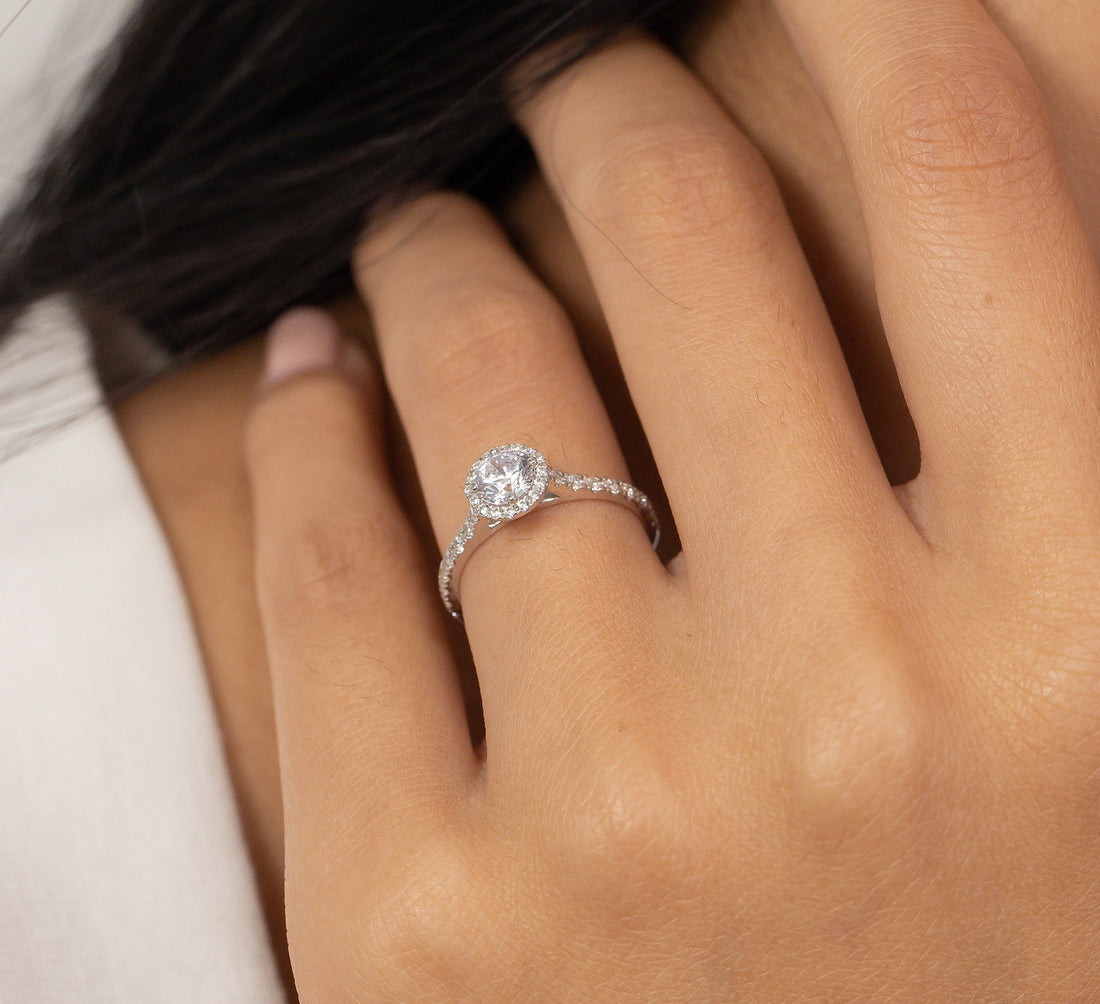 0.50 ct Diamond Halo Engagement Ring, Vintage Style Ring, Bridal Ring, Anniversary Ring Gift for Her