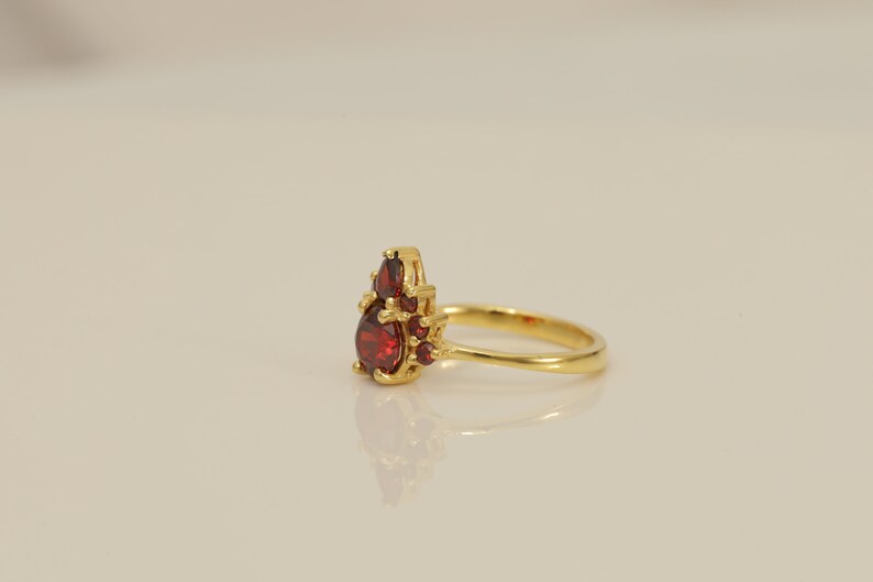 Garnet Engagement Ring, Garnet Crown Ring, January Birthstone Ring, Unique Wedding & Anniversary Gift