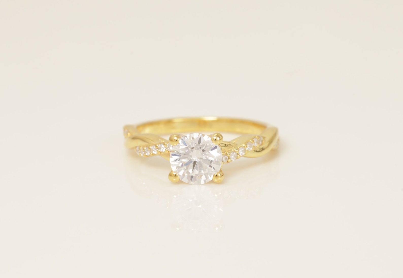 Diamond Petite Twist Engagement Ring, Twisted Vine Wedding Ring, Solitaire Engagement Ring, Anniversary Ring Gift for Her