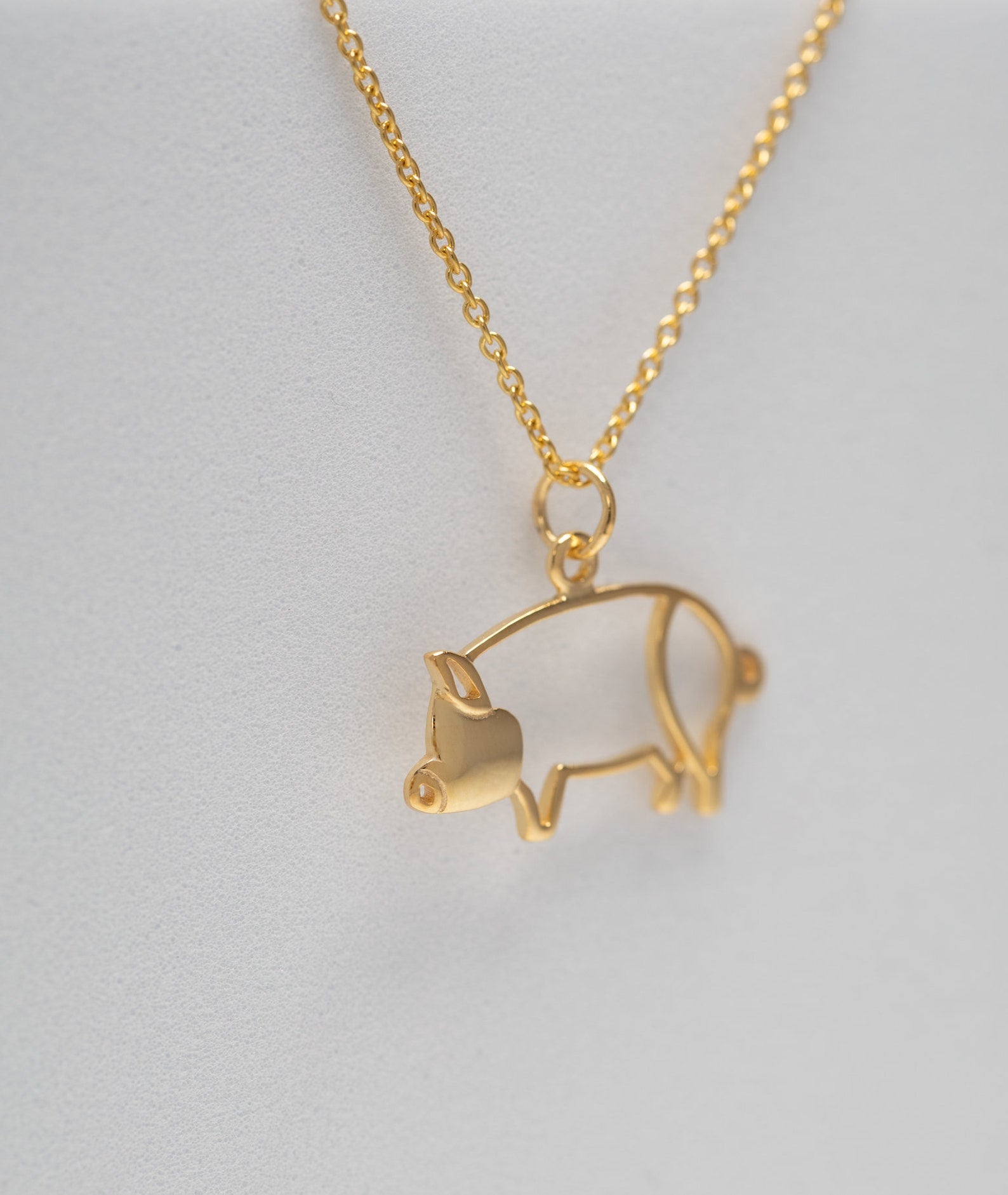 Piggy Necklace, Pig Pendant Necklace, Pig Charm Gift for Pig Lover, Gold Pig Necklace, Farm Animal Necklace