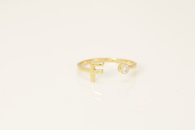 Personalized F Initial Rings, Open Cuff Ring, Dainty Initial Ring, Letter Name Ring, Gold Letter Ring, Stackable Letter Ring