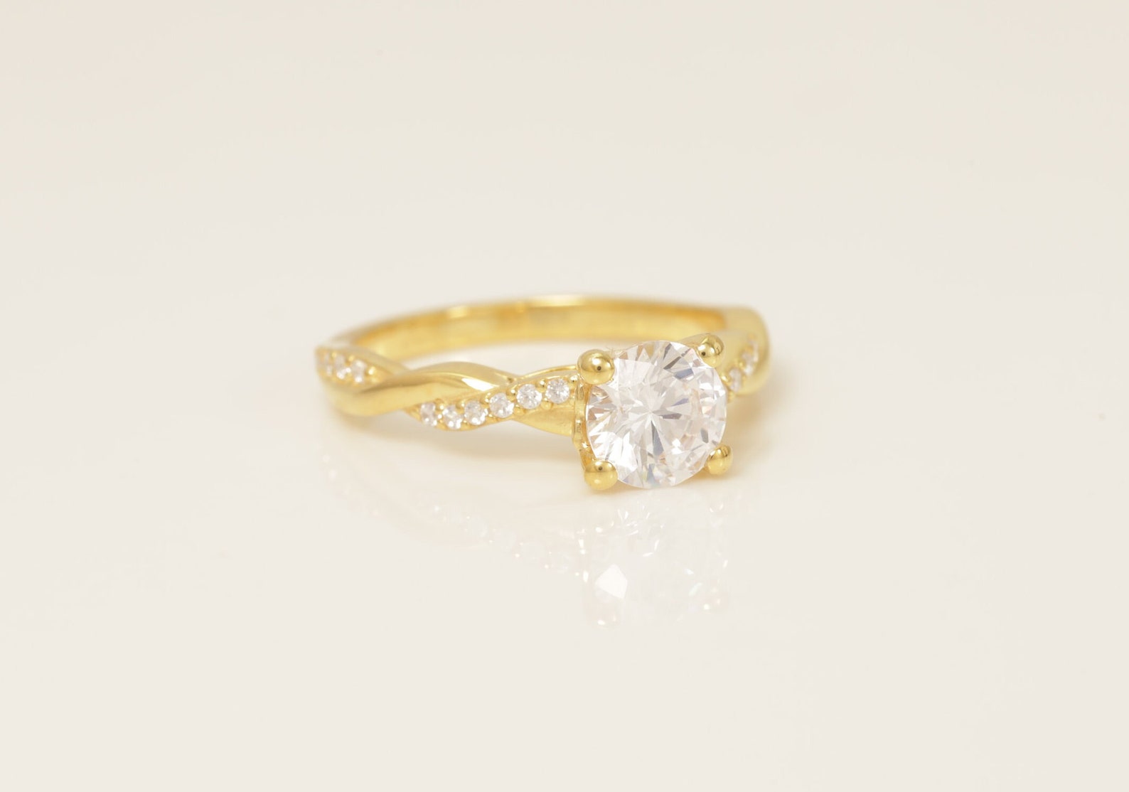 Diamond Petite Twist Engagement Ring, Twisted Vine Wedding Ring, Solitaire Engagement Ring, Anniversary Ring Gift for Her