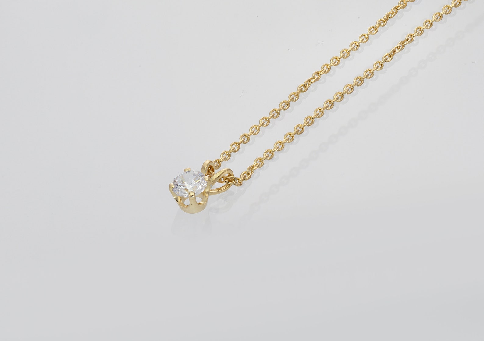 5mm Diamond Solitaire Necklace, Bezel Set Layered Necklace Gift for Her, Bridal Necklace