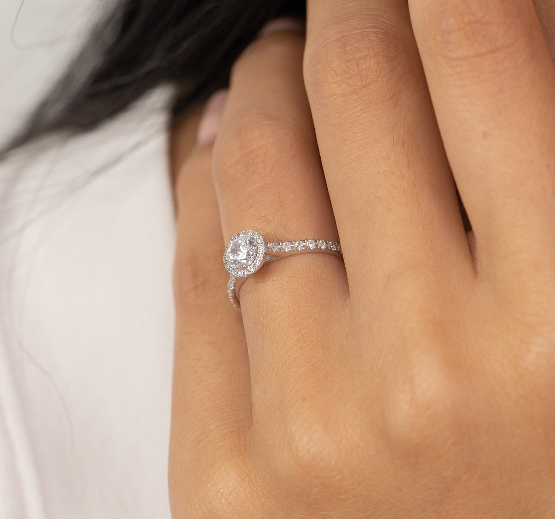 0.50 ct Diamond Halo Engagement Ring, Vintage Style Ring, Bridal Ring, Anniversary Ring Gift for Her
