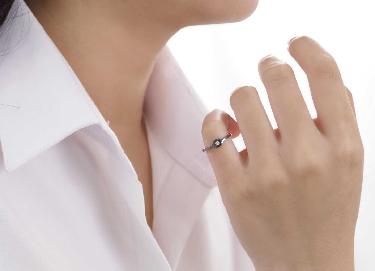 Evil Eye Diamond Ring, Evil Eye Jewelry Gift for Women, Stacking Ring, Protection Ring