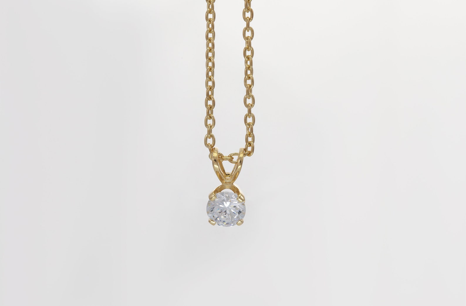 5mm Diamond Solitaire Necklace, Bezel Set Layered Necklace Gift for Her, Bridal Necklace