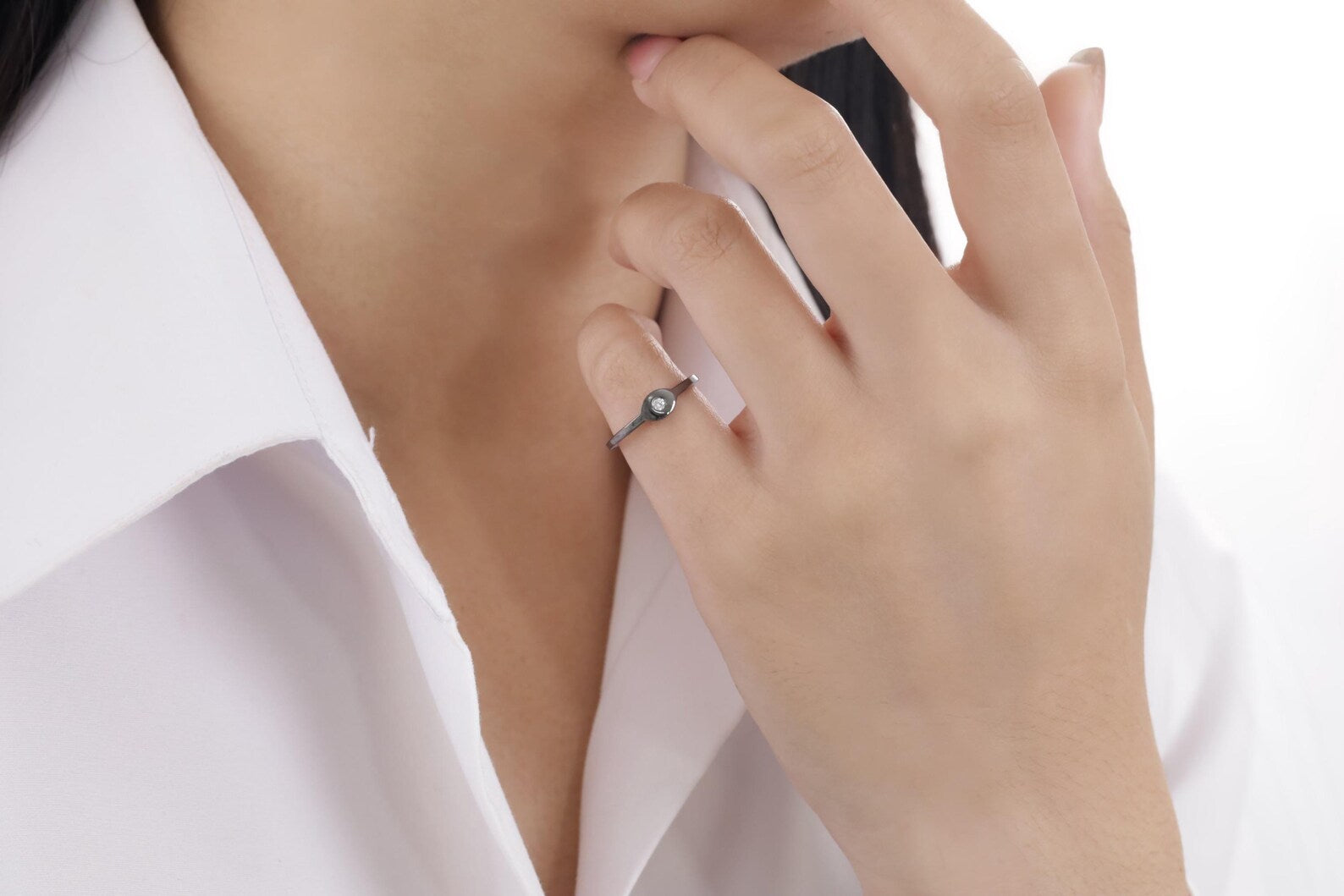 Evil Eye Diamond Ring, Evil Eye Jewelry Gift for Women, Stacking Ring, Protection Ring