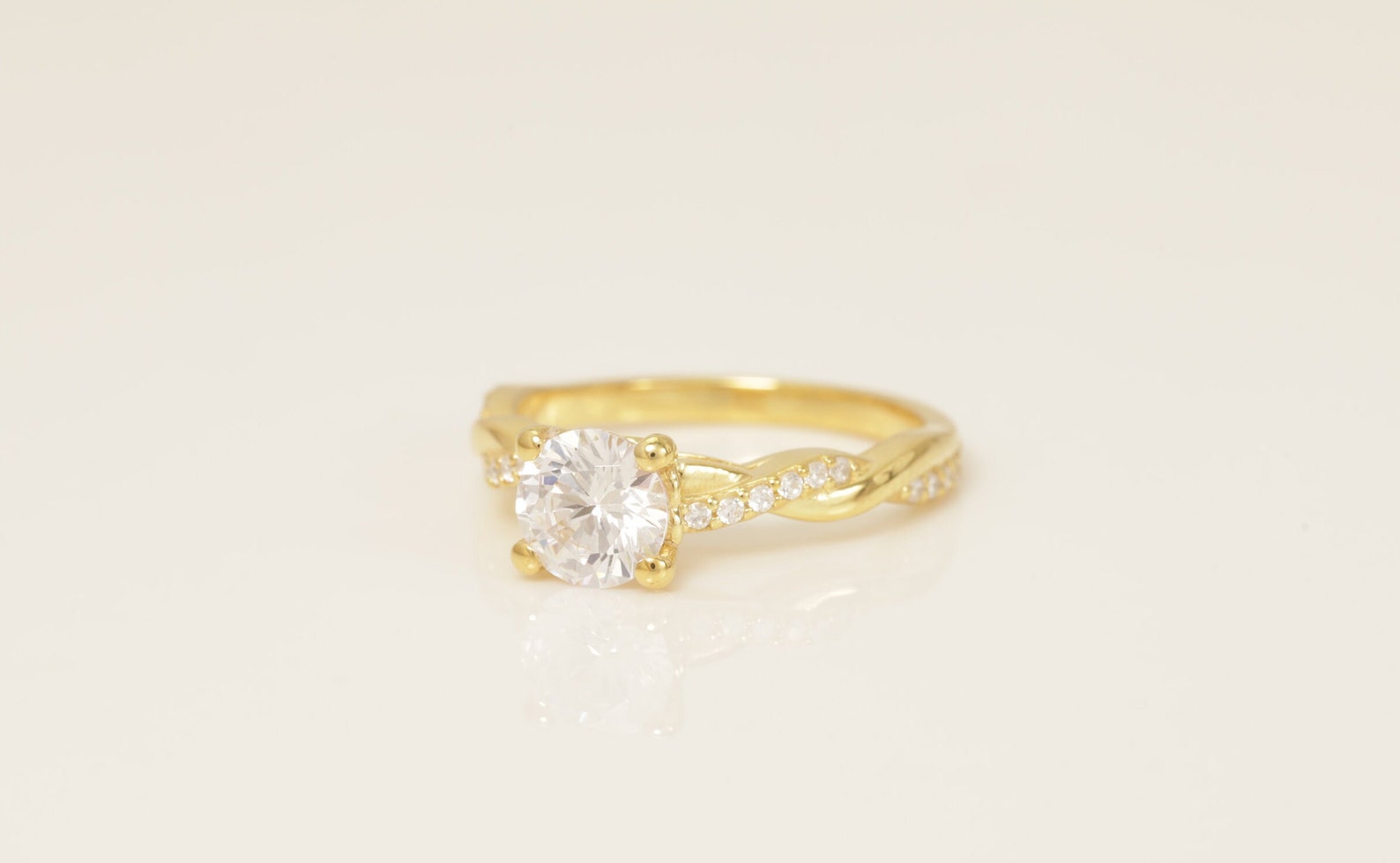 Diamond Petite Twist Engagement Ring, Twisted Vine Wedding Ring, Solitaire Engagement Ring, Anniversary Ring Gift for Her