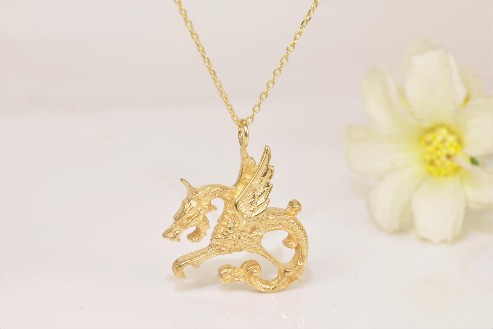 Minimalist Dragon Symbol Necklace, Dragon Charm Necklace, Chinese Mythology, Layering Necklaces, Animal Necklace