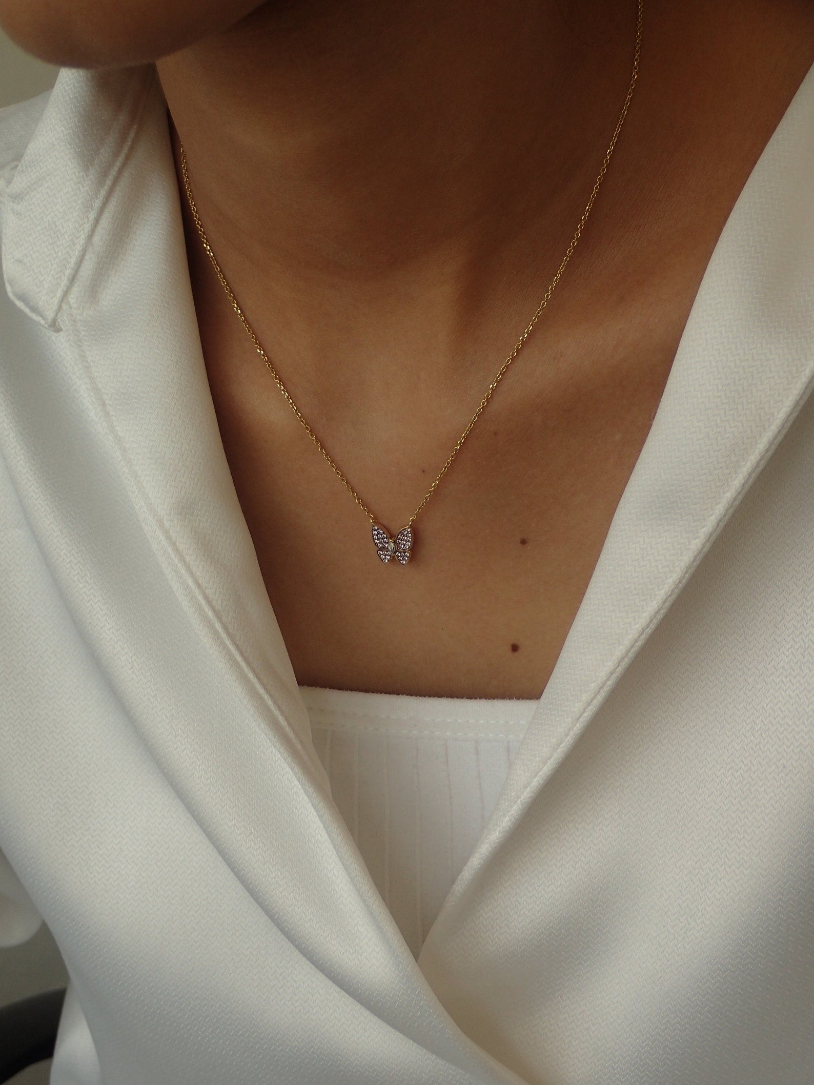 Butterfly Necklace / Amethyst Necklace / February Birthstones / Bridesmaid Gift / Minimalist Necklace Gift for Her