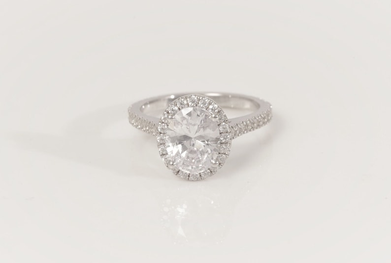 2.5 CT Oval Cut Diamond Engagement Ring, Diamond Halo Wedding Ring, Promise Ring for Women, Anniversary Ring Gift for Her