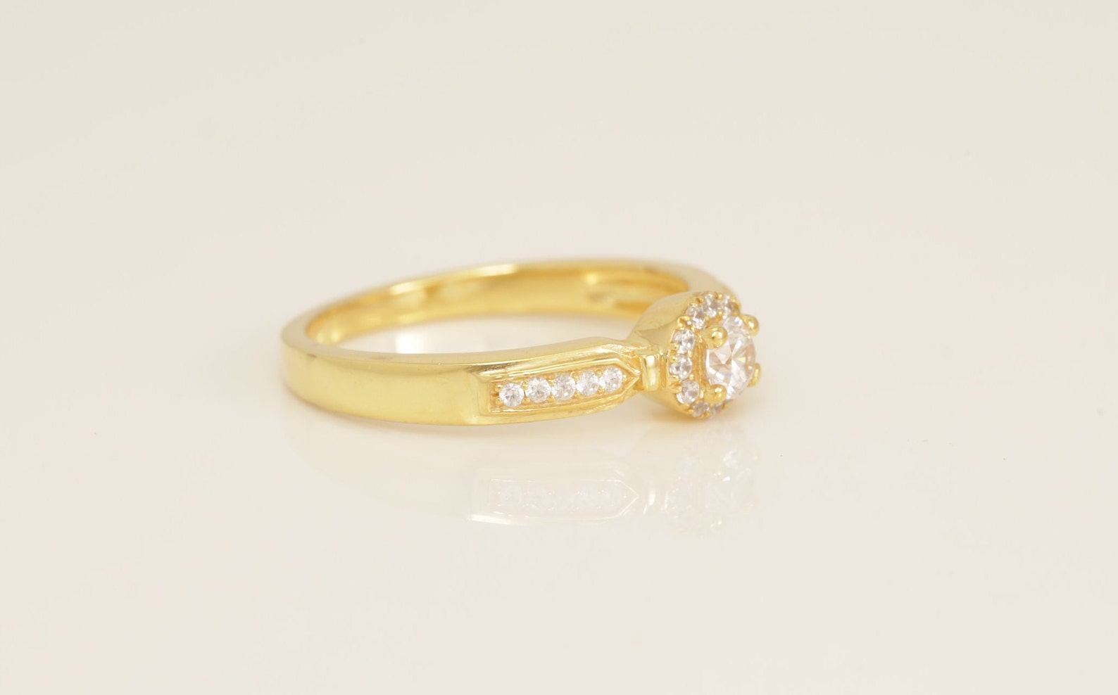 3.3 MM Diamond Halo Engagement Ring, Channel Set Vintage Style Ring, Bridal Promise Ring for Women, Anniversary Ring