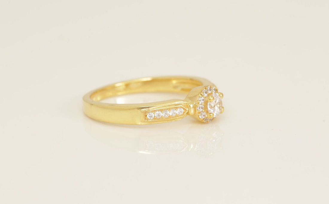 3.3 MM Diamond Halo Engagement Ring, Channel Set Vintage Style Ring, Bridal Promise Ring for Women, Anniversary Ring