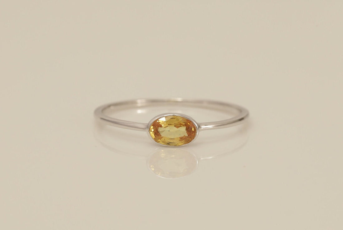 Bezel Set Gemstones Wedding Ring, Birthstone Ring Gift for Her, Bridal Promise Ring, Anniversary Ring