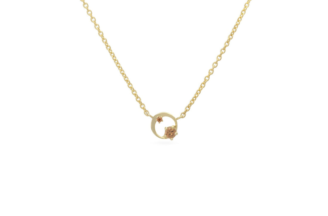 Citrine Circle Necklace, November Birthstone Gift, Open Circle Karma Necklace, Tiny Circle Necklace, Layering Necklace