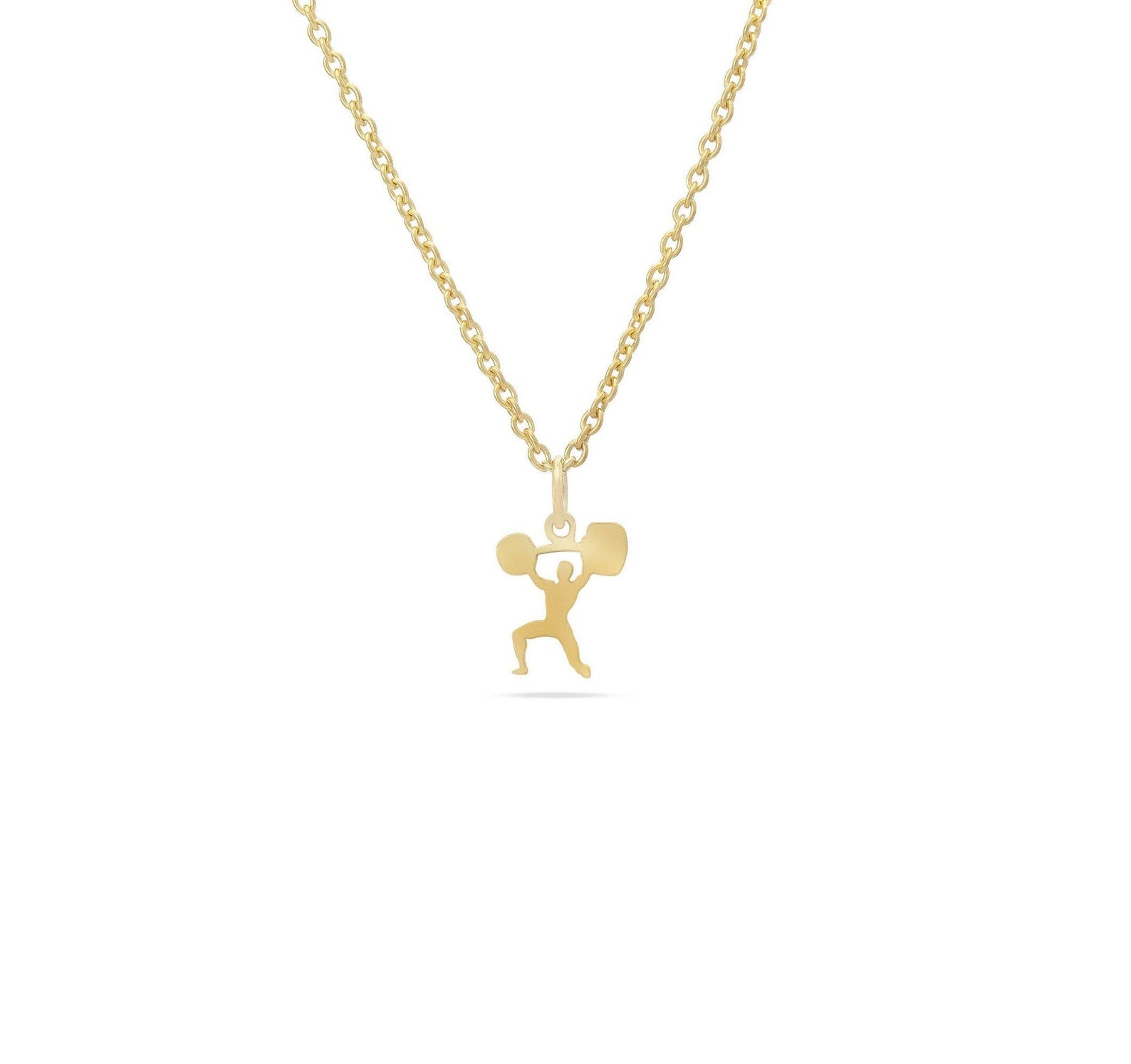 Body Builder Weight-lifting Barbell Necklace, Weight-lifting Pendant, Weightlifter Necklace, Fitness Jewelry