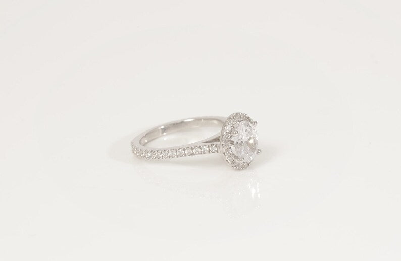 2.5 CT Oval Cut Diamond Engagement Ring, Diamond Halo Wedding Ring, Promise Ring for Women, Anniversary Ring Gift for Her