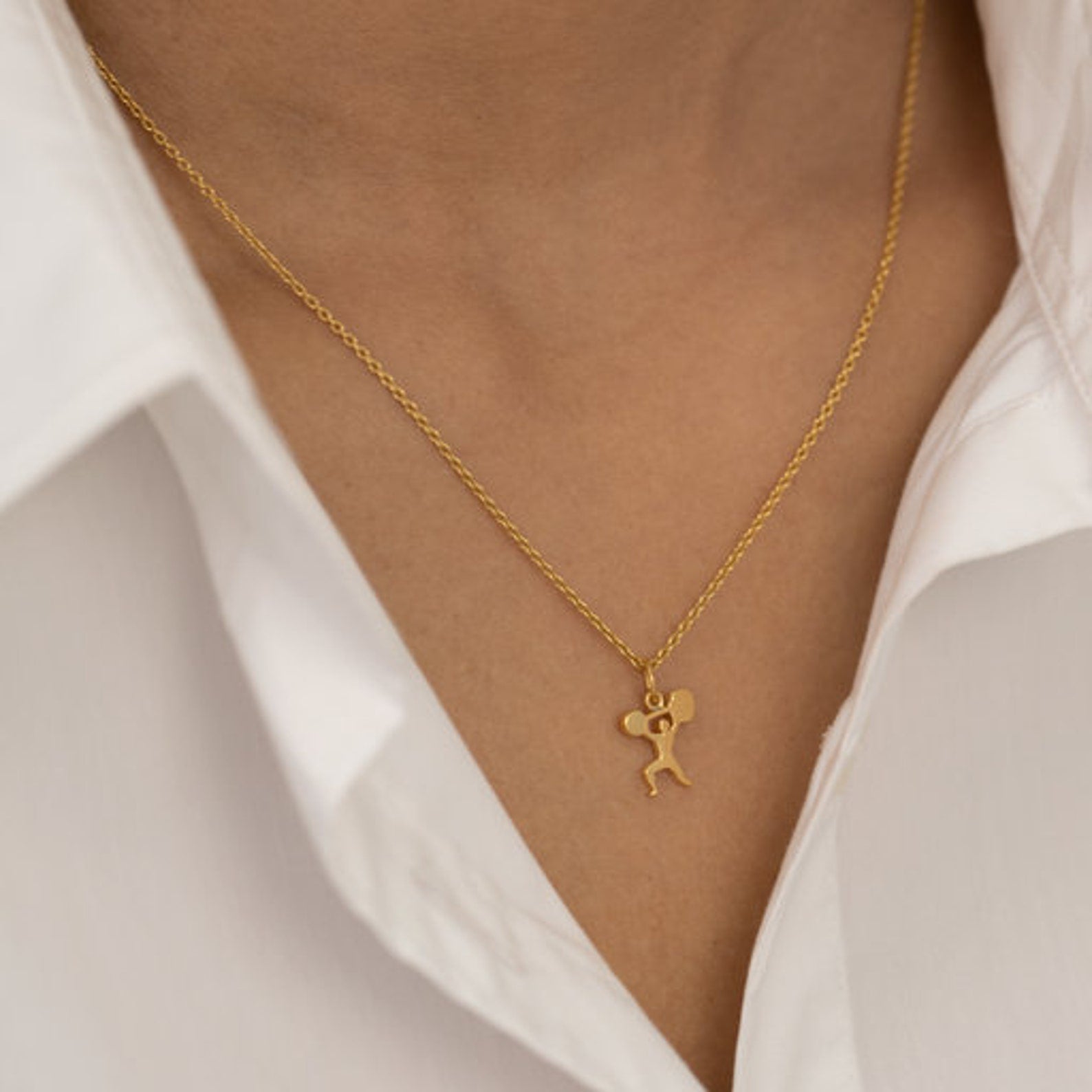 Body Builder Weight-lifting Barbell Necklace, Weight-lifting Pendant, Weightlifter Necklace, Fitness Jewelry