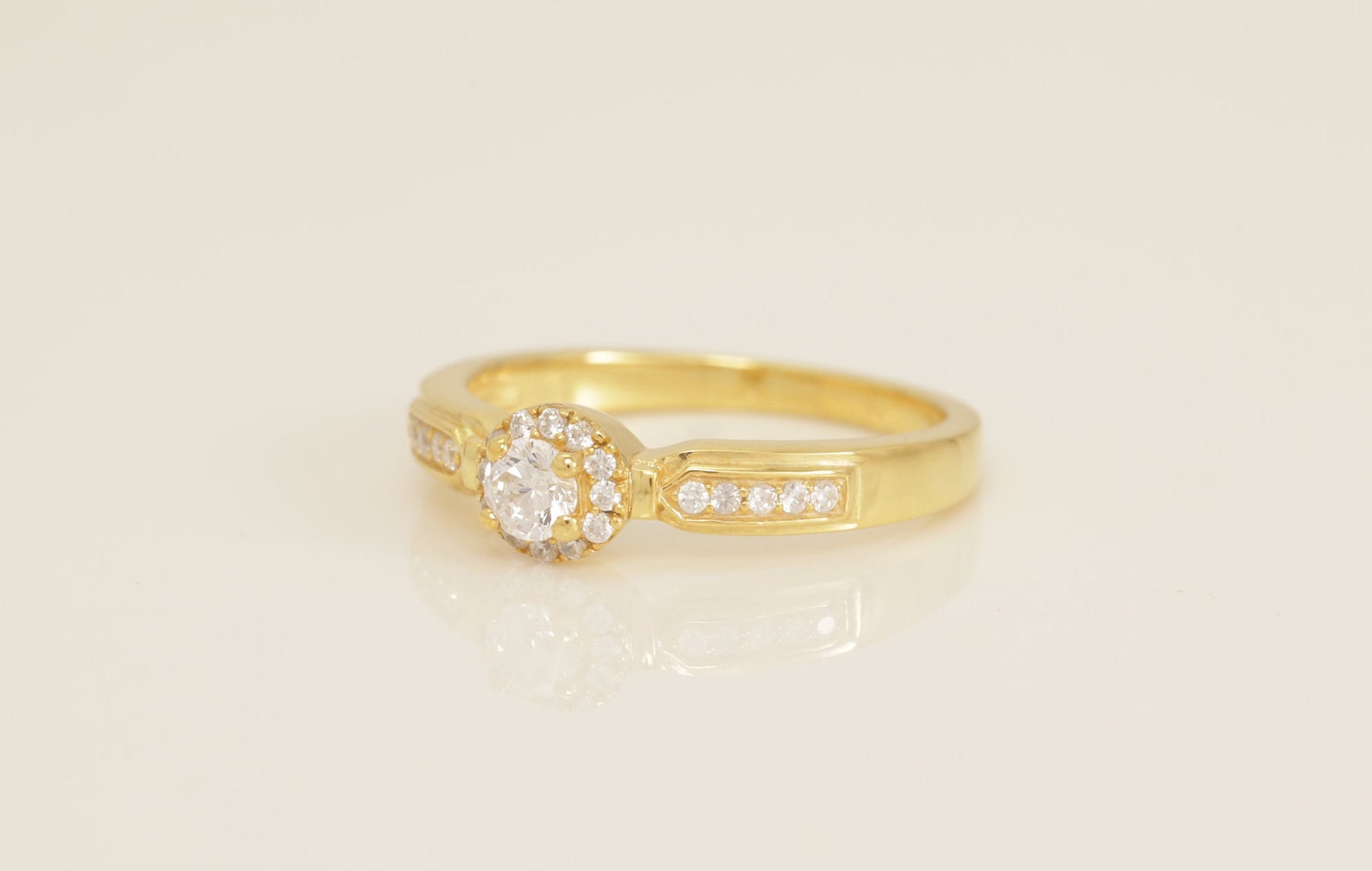 3.3 MM Diamond Halo Engagement Ring, Channel Set Vintage Style Ring, Bridal Promise Ring for Women, Anniversary Ring