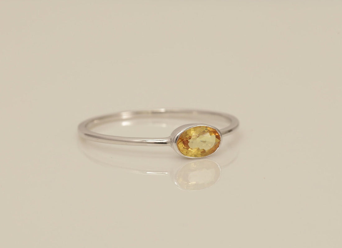 Bezel Set Gemstones Wedding Ring, Birthstone Ring Gift for Her, Bridal Promise Ring, Anniversary Ring
