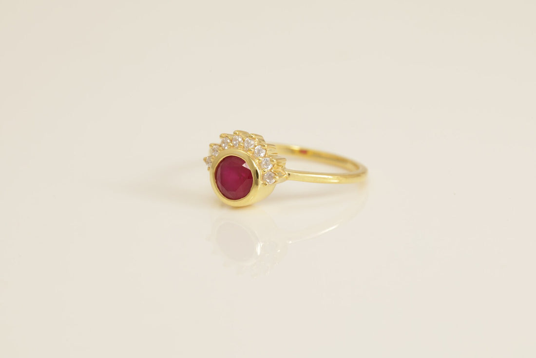 0.50 CT Garnet Cluster Engagement Ring, Vintage Solitaire Wedding Ring, Promise Ring, Anniversary Ring, Vintage Style Ring