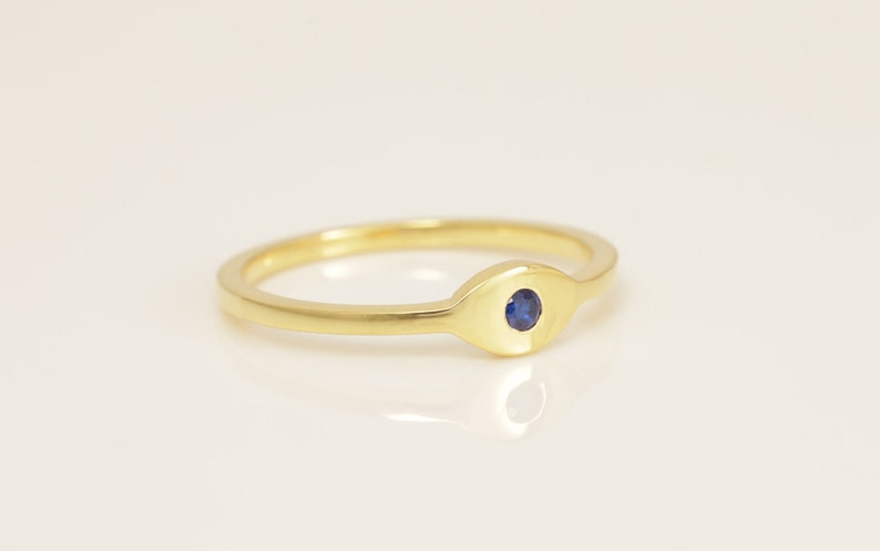 Evil Eye Blue Sapphire Ring, September birthstone Ring, Evil Eye Jewelry Gift for Women, Stacking Ring, Good Luck Ring