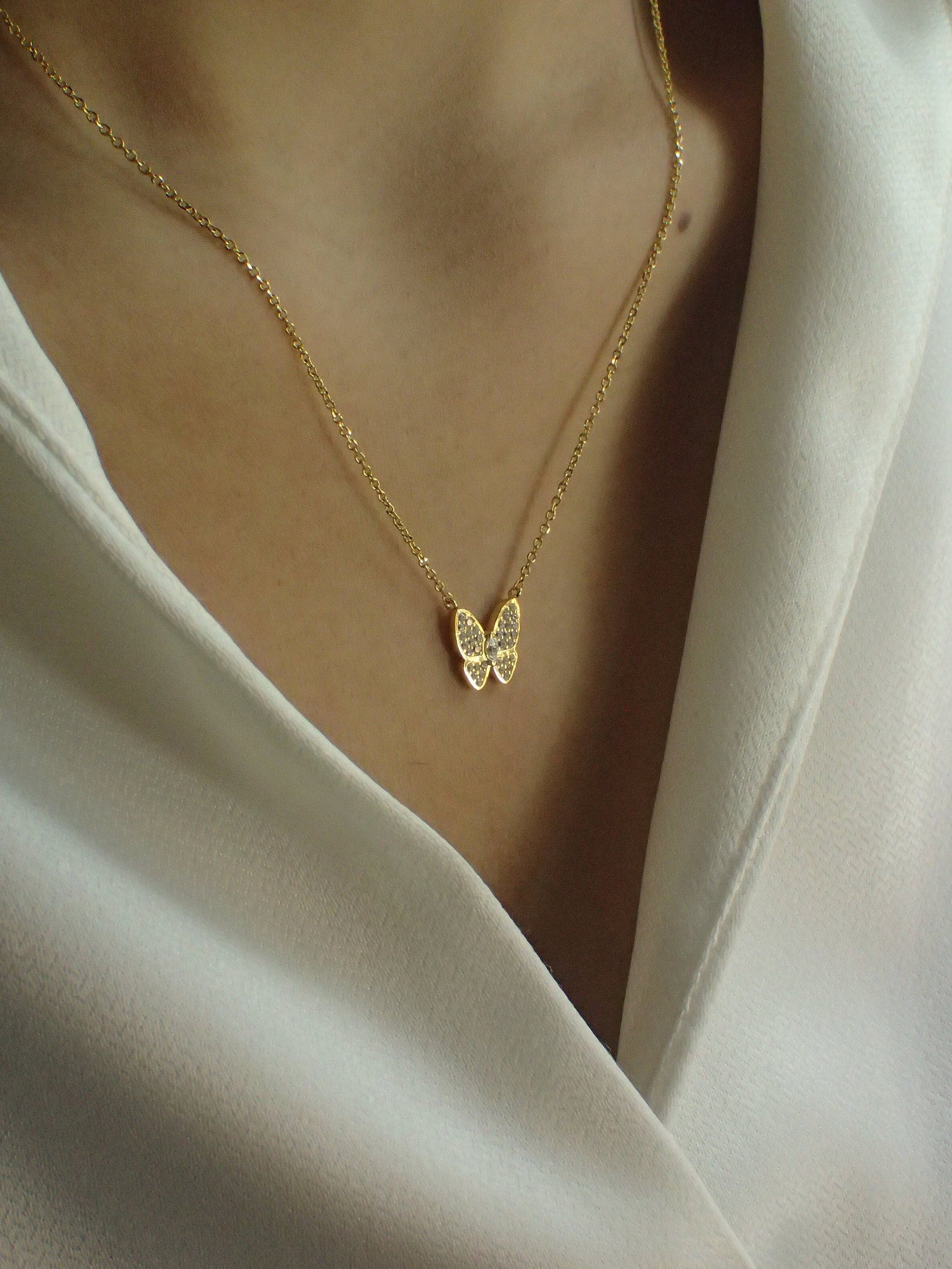 Butterfly Necklace / Diamonds Butterfly Necklace / Daily Wear Necklace / Diamond Necklace