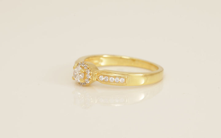 3.3 MM Diamond Halo Engagement Ring, Channel Set Vintage Style Ring, Bridal Promise Ring for Women, Anniversary Ring