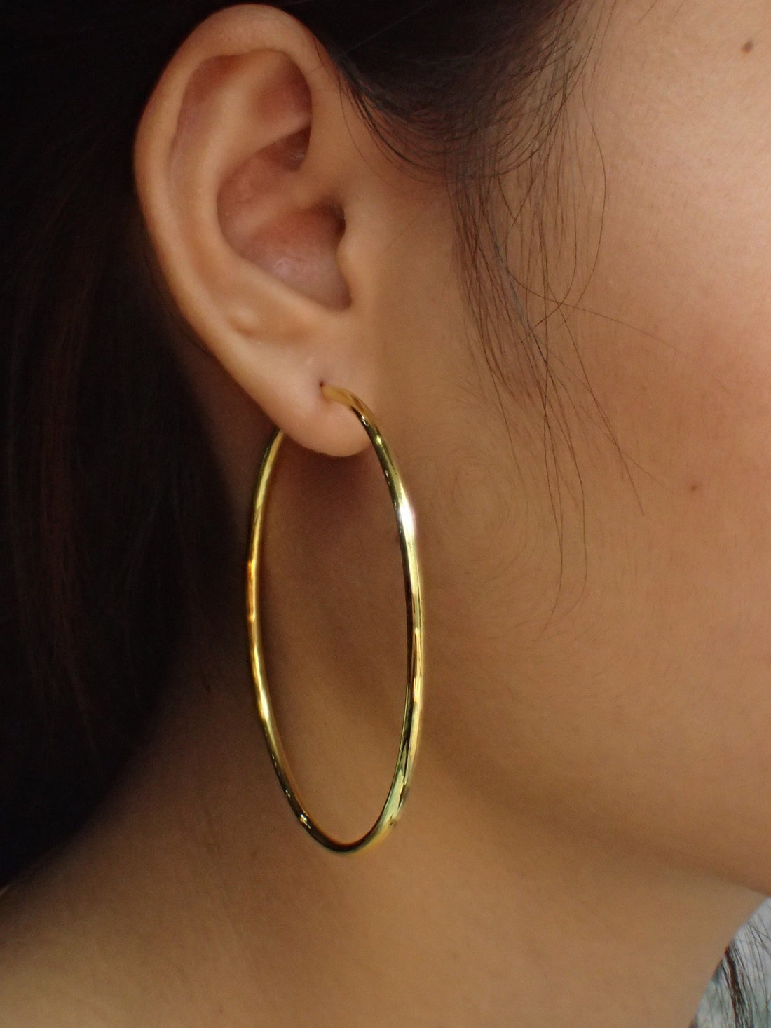 55 MM Minimalist Hoop Earrings / 925 Sterling Silver Large Hoop Earrings / Huggie Hoops / Hoop Earrings