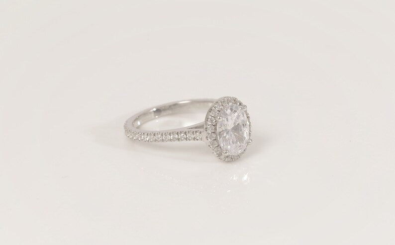 2.5 CT Oval Cut Diamond Engagement Ring, Diamond Halo Wedding Ring, Promise Ring for Women, Anniversary Ring Gift for Her
