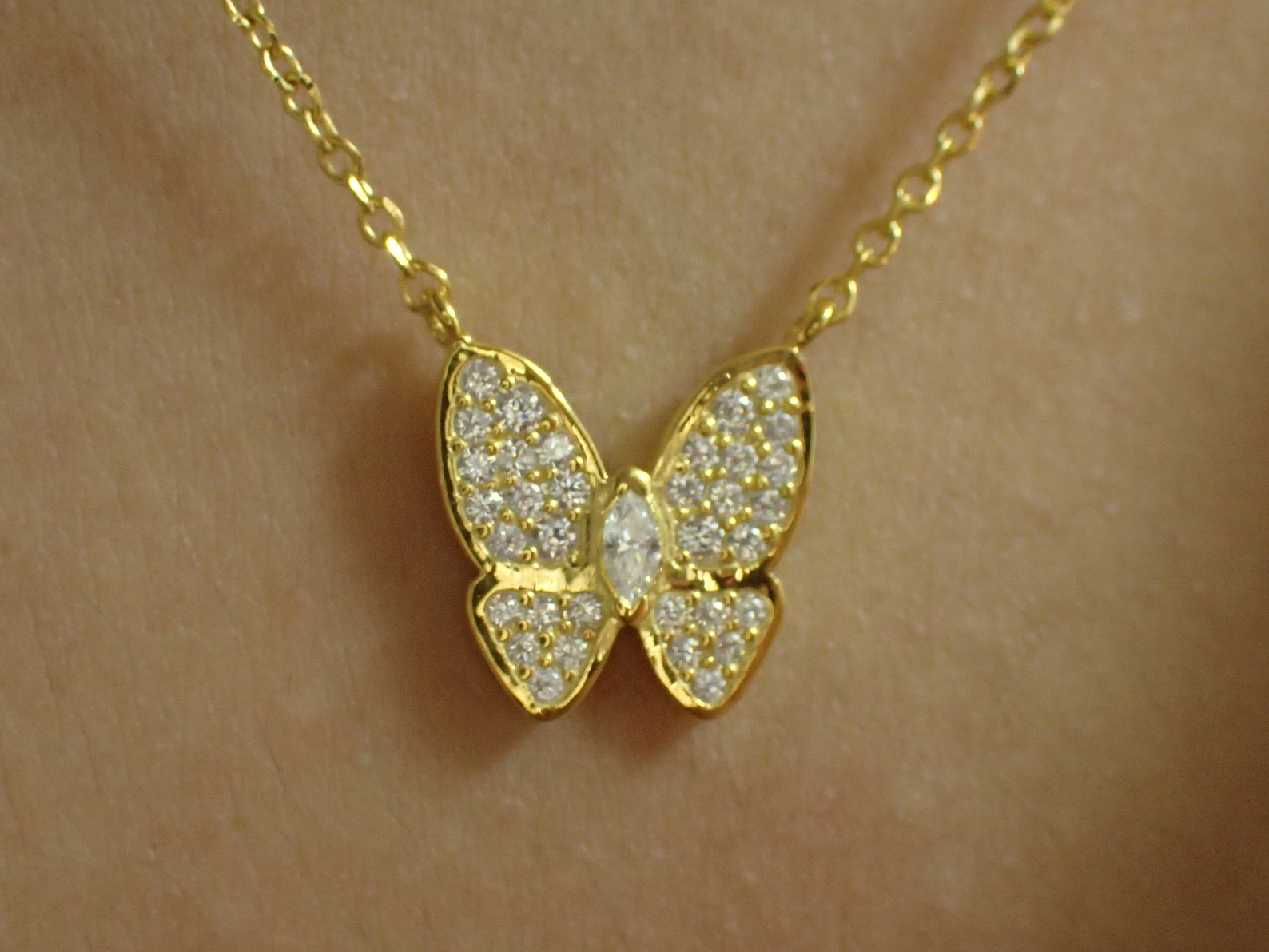 Butterfly Necklace / Diamonds Butterfly Necklace / Daily Wear Necklace / Diamond Necklace