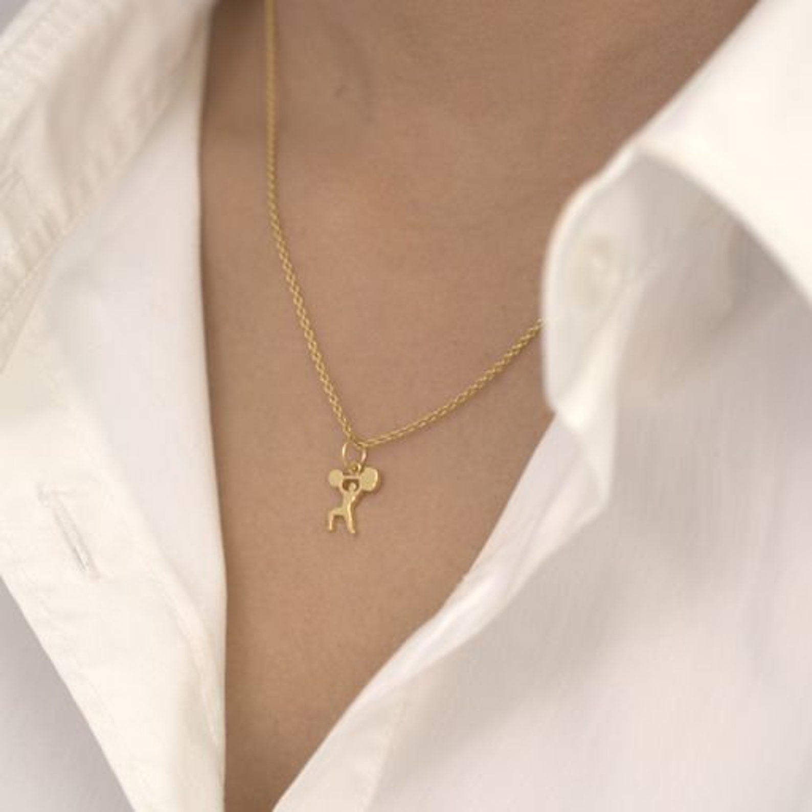 Body Builder Weight-lifting Barbell Necklace, Weight-lifting Pendant, Weightlifter Necklace, Fitness Jewelry