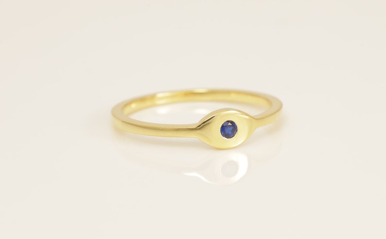 Evil Eye Blue Sapphire Ring, September birthstone Ring, Evil Eye Jewelry Gift for Women, Stacking Ring, Good Luck Ring