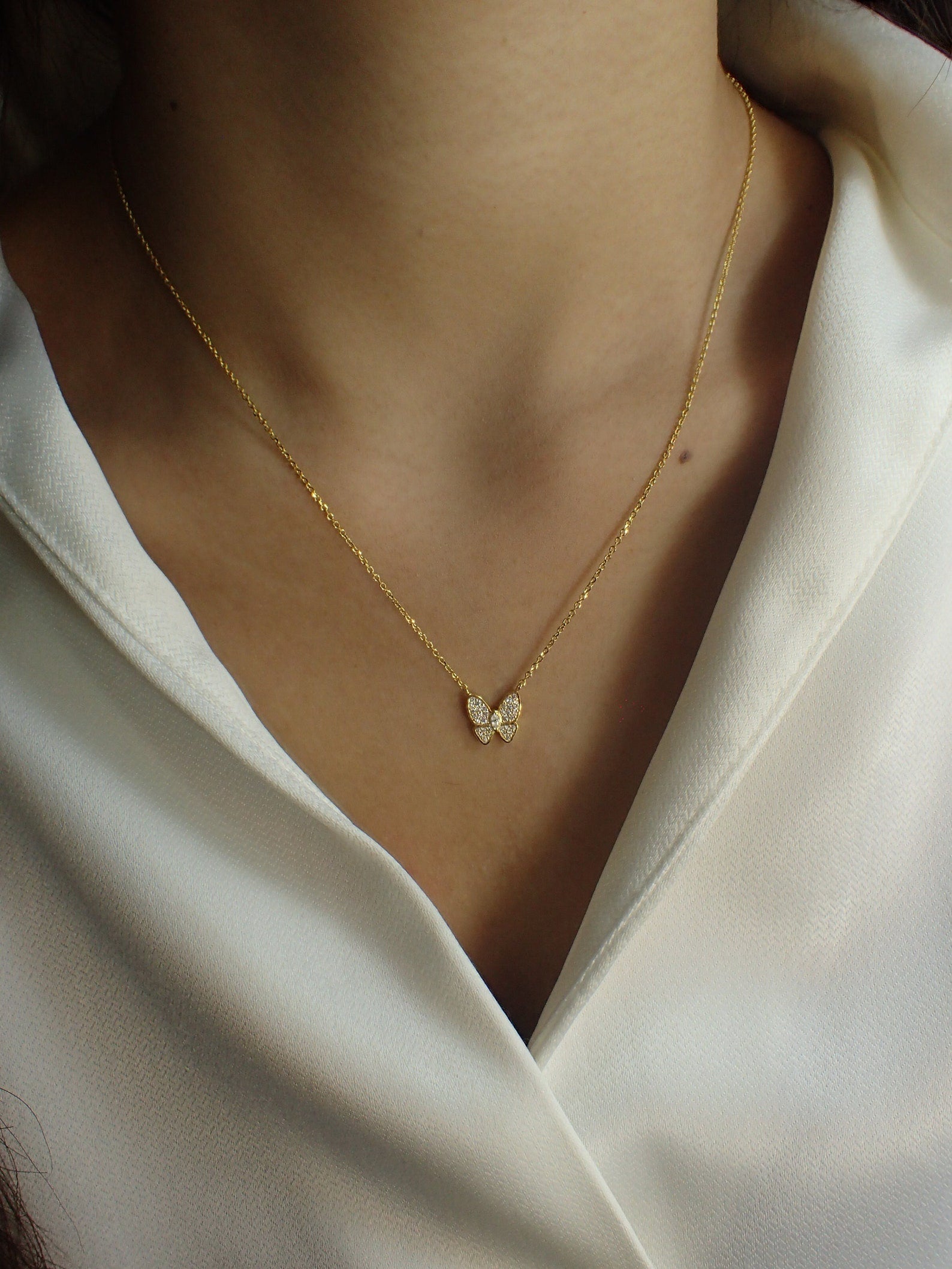 Butterfly Necklace / Diamonds Butterfly Necklace / Daily Wear Necklace / Diamond Necklace