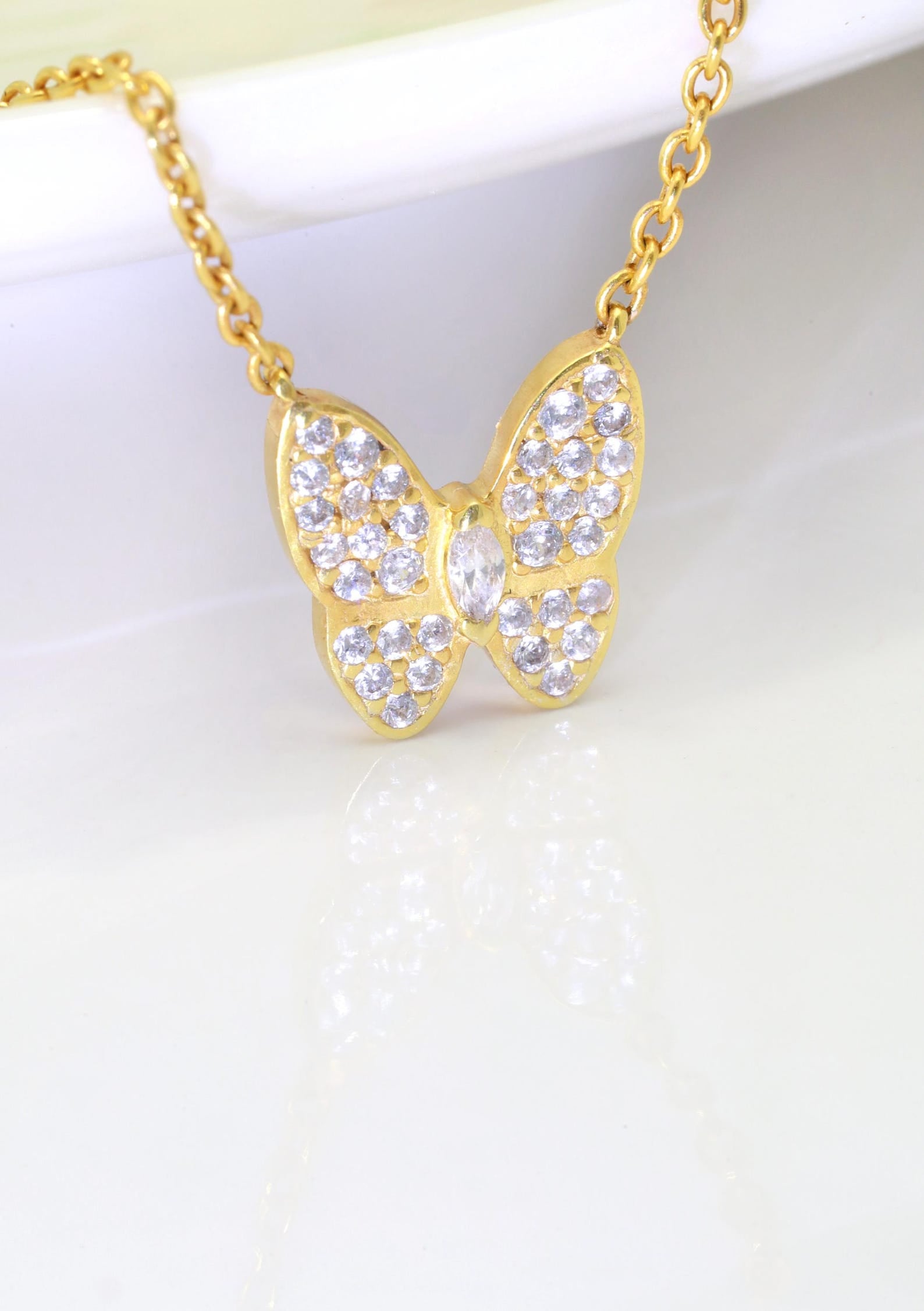 Butterfly Necklace / Diamonds Butterfly Necklace / Daily Wear Necklace / Diamond Necklace