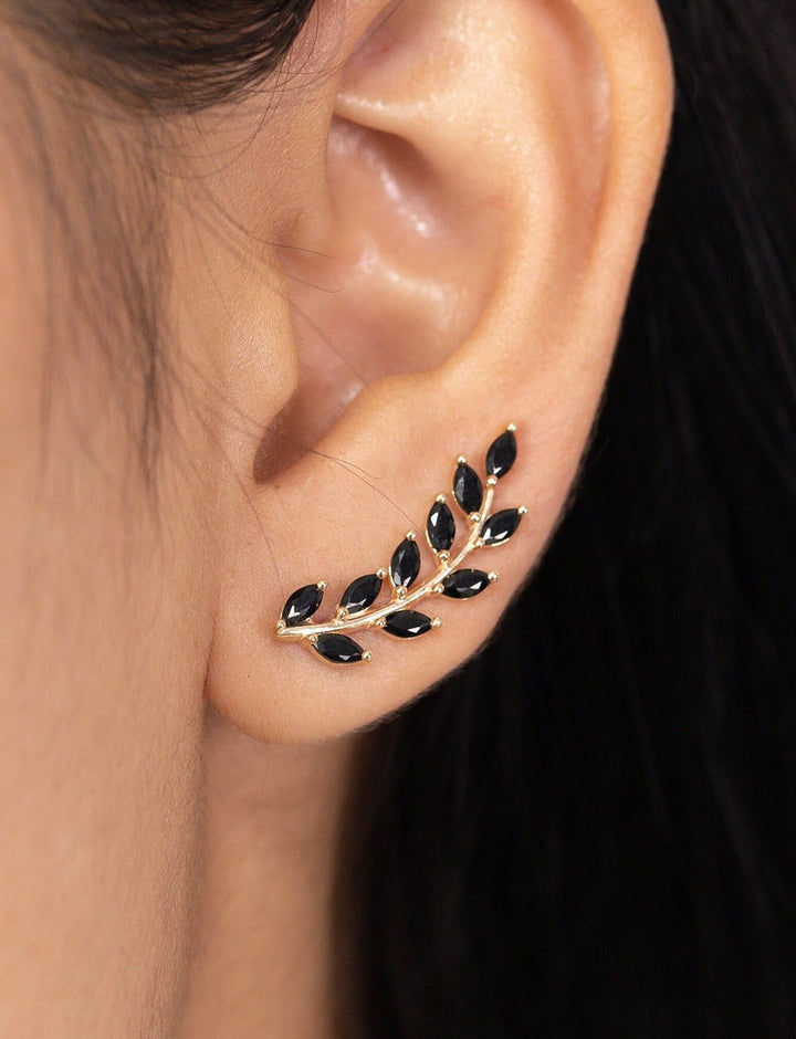 Black Diamonds Earring Climber / Marquise Ear Crawlers Earrings / Ear Climber Earrings / Bridesmaid Gift