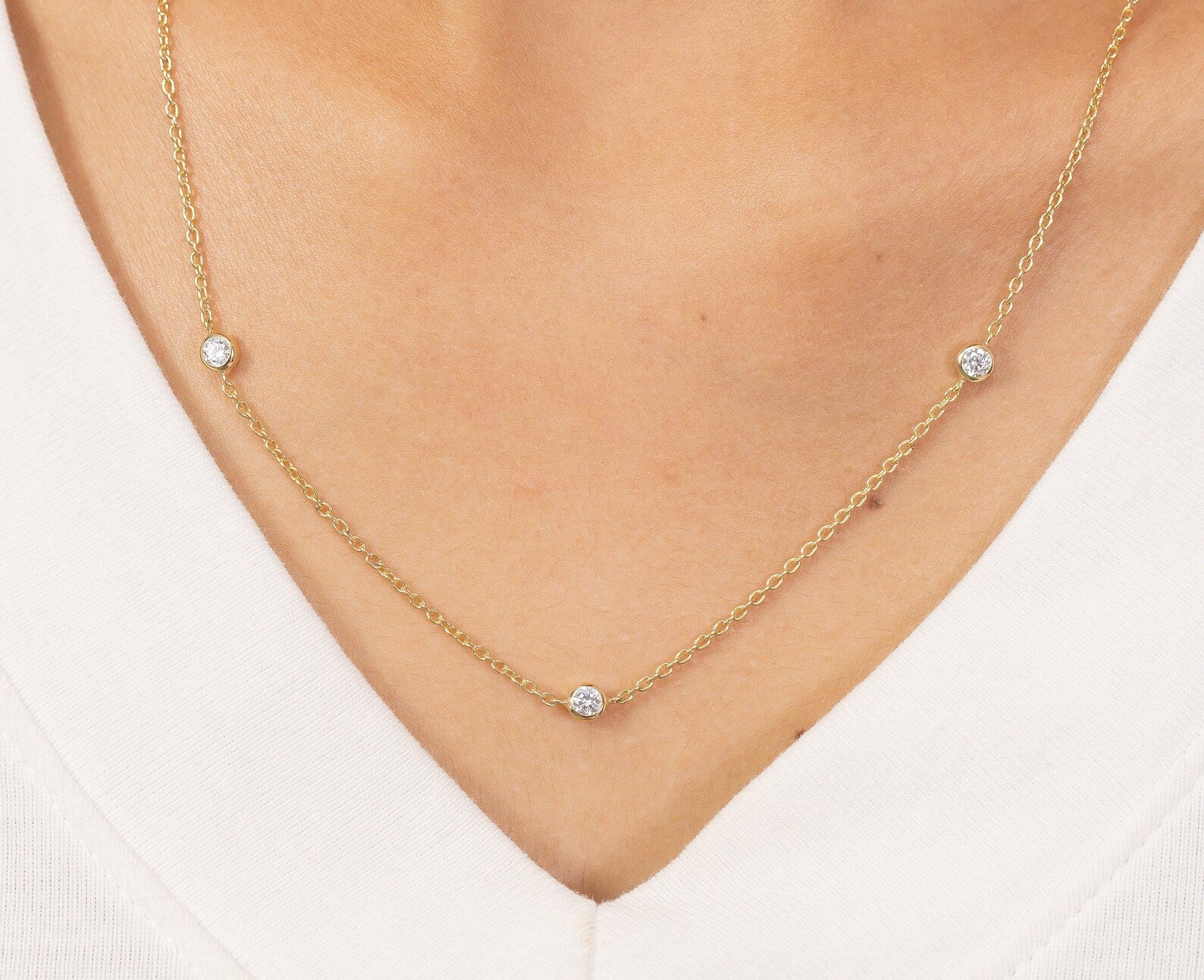 Diamond By The Yard Necklace, Wedding Necklace, Ladies Diamond Necklace, Layering Necklace for Women