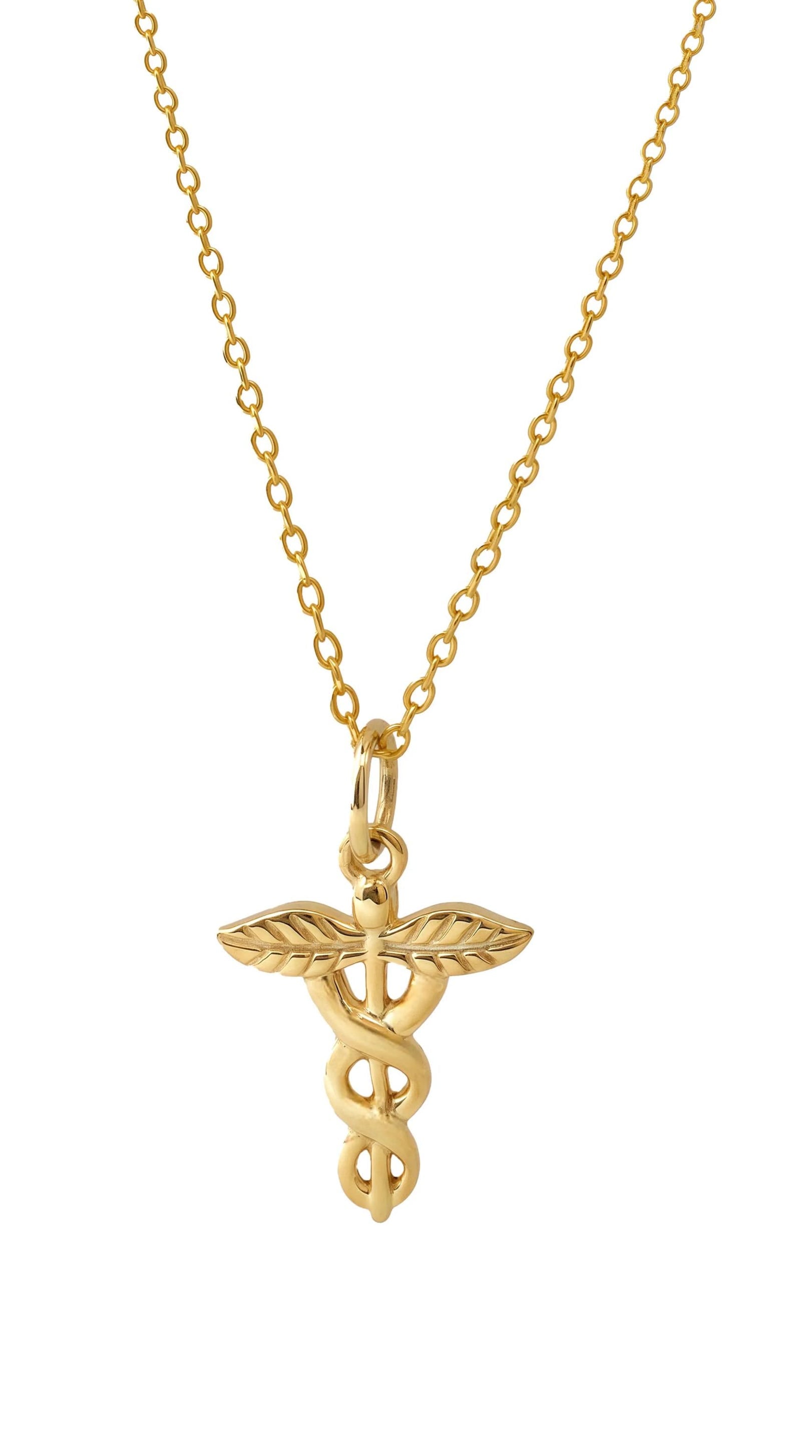 Caduceus Necklace, Medical Symbol Jewelry, Gift for Doctor Nurse or Medical Student, Gift for RN