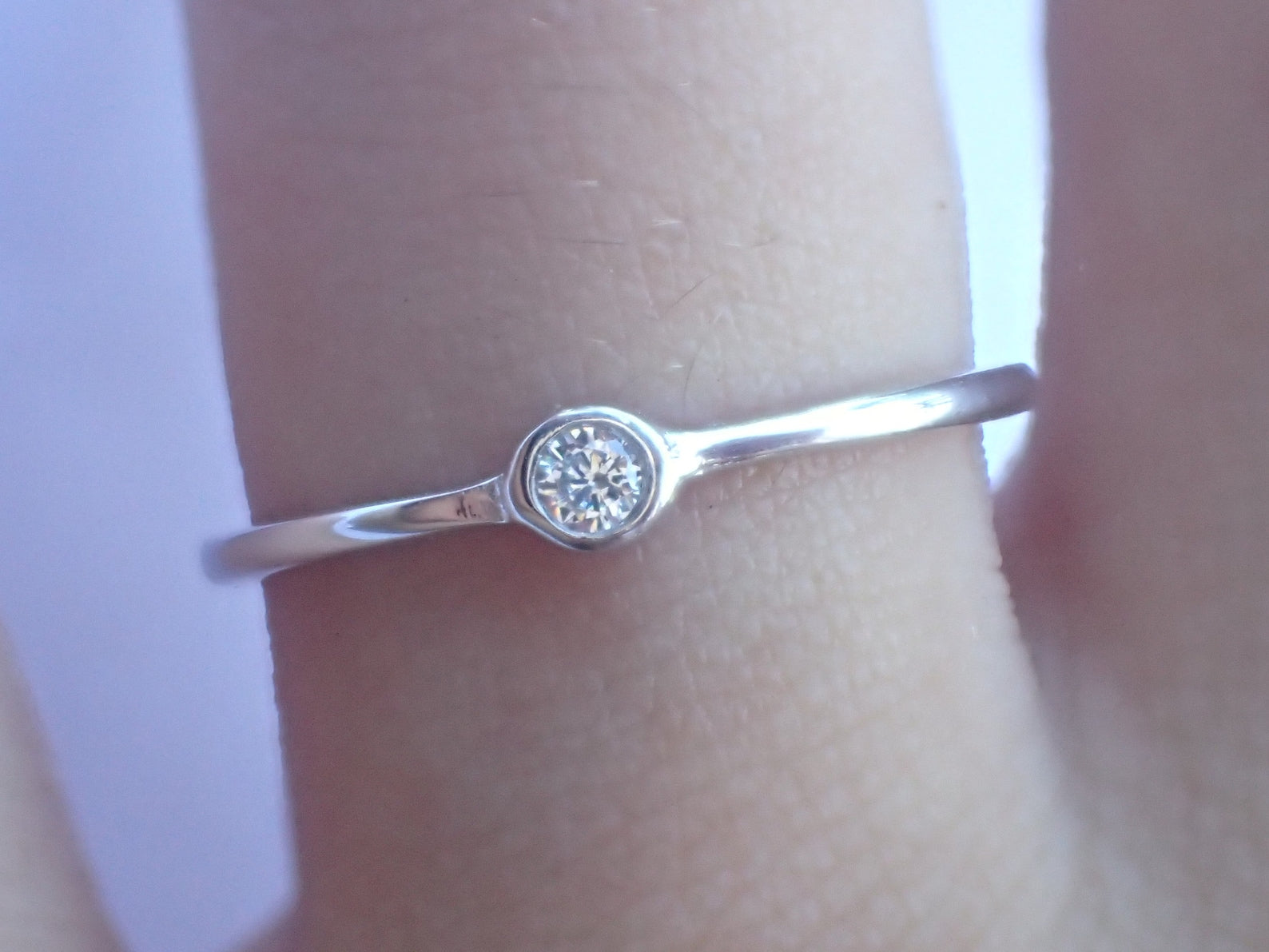 Moissanite Solitaire Ring, Bezel Set Moissanite Ring, Minimalist Simple Moissanite Ring, Stacking Ring, Promise Ring Gift for Her