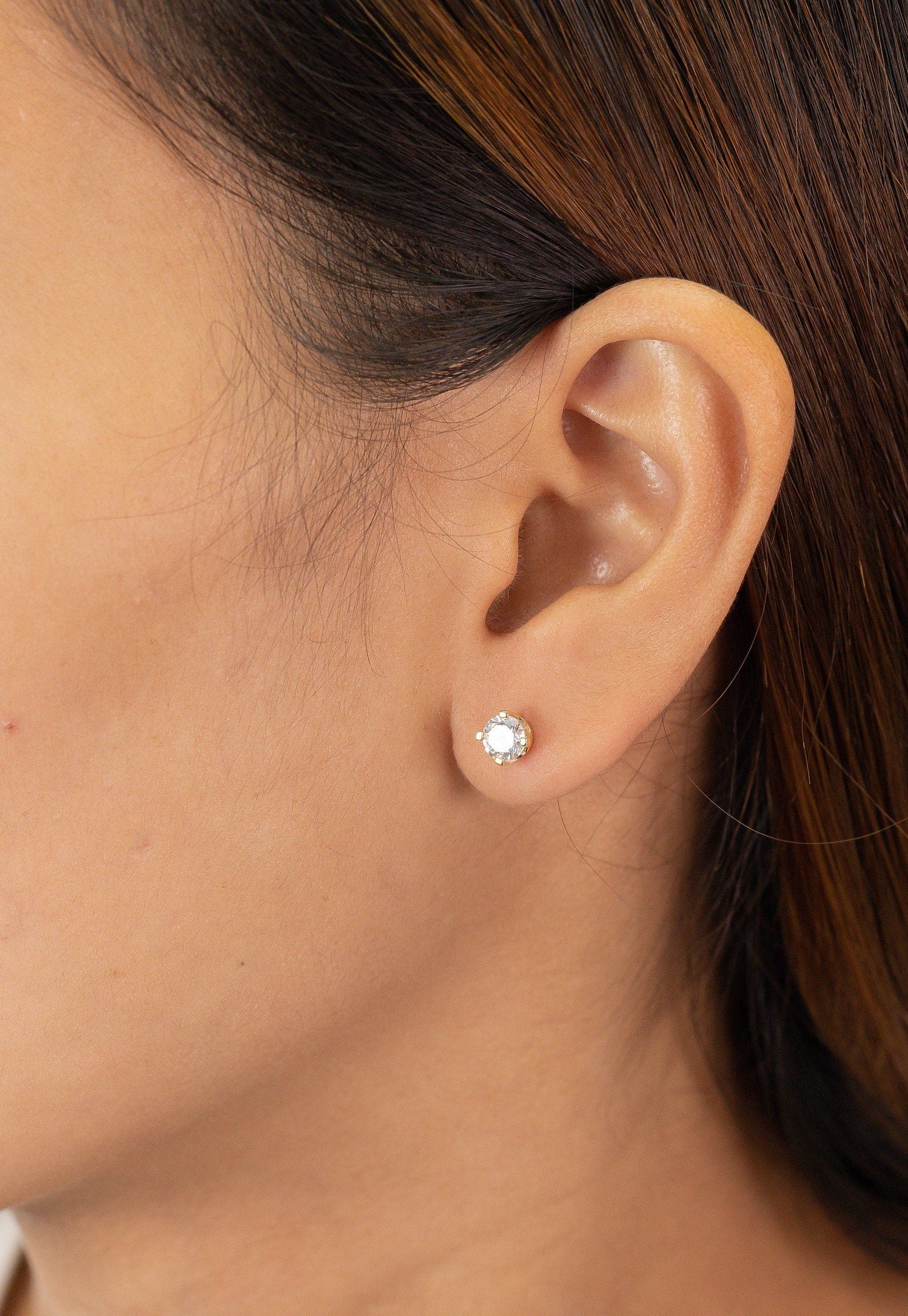 5mm Moissanite Stud Earrings, 14K Gold Moissanite Studs, Wedding Earrings, Bridesmaid Gift, Graduation Gift