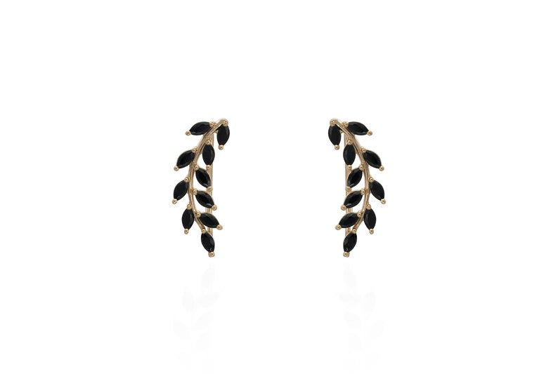 Black Diamonds Earring Climber / Marquise Ear Crawlers Earrings / Ear Climber Earrings / Bridesmaid Gift