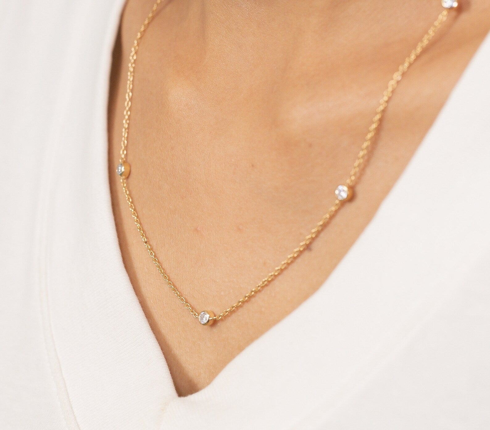 Diamond By The Yard Necklace, Wedding Necklace, Ladies Diamond Necklace, Layering Necklace for Women