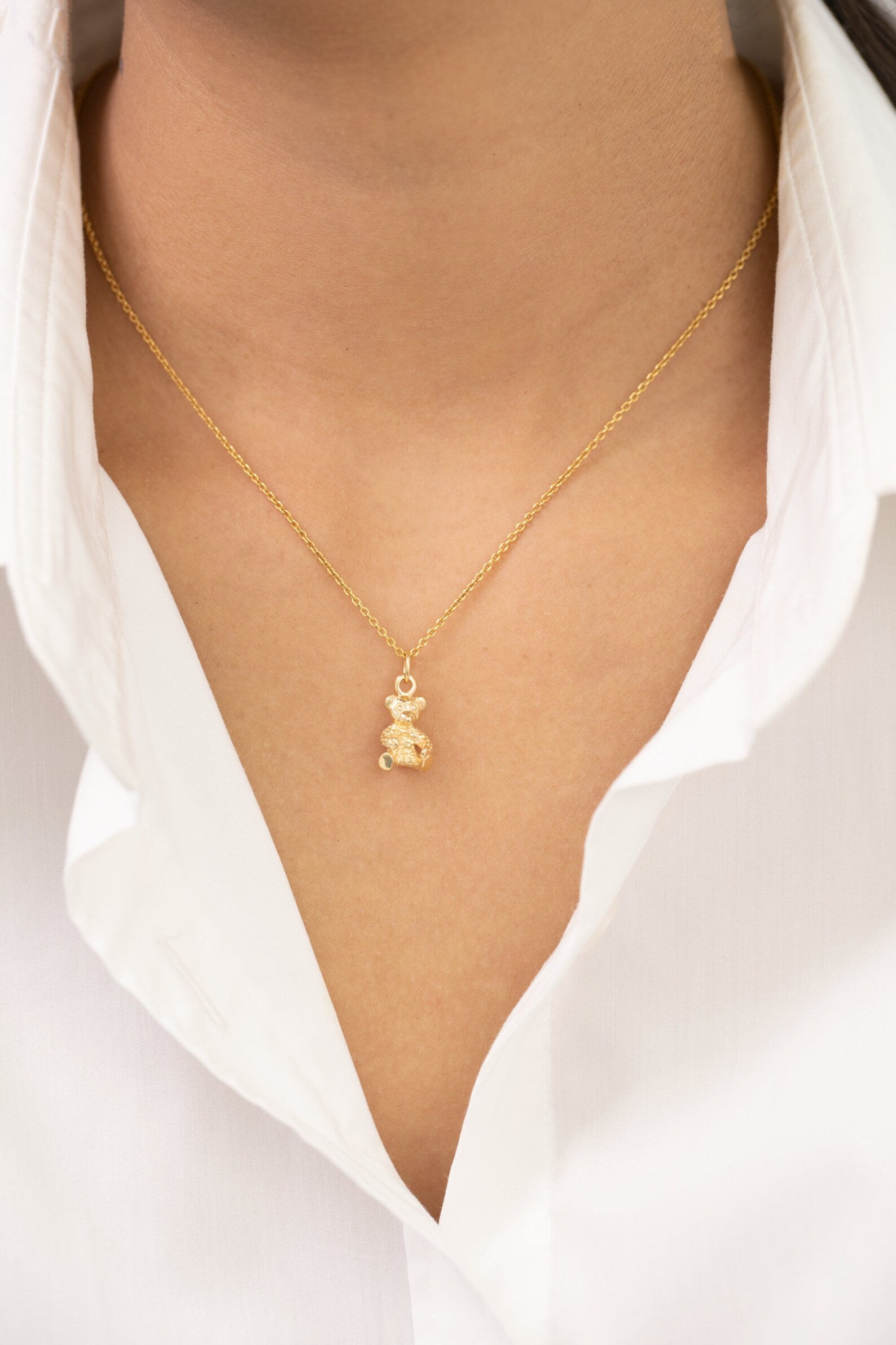 Minimalist Teddy Bear Necklace, Teddy Bear Pendant, Birthday Gift, Cute Necklace, Best Friend Gift, Animal Jewelry