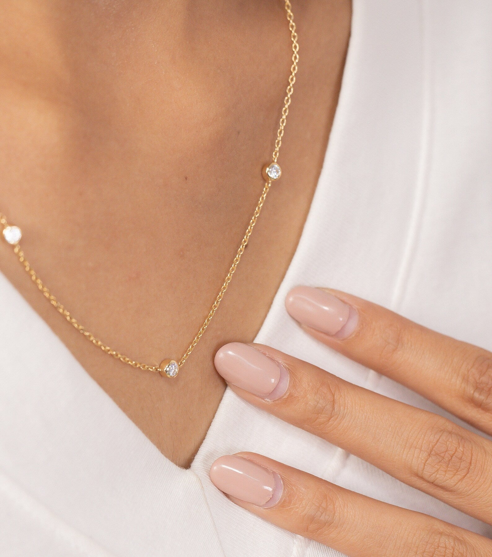 Diamond By The Yard Necklace, Wedding Necklace, Ladies Diamond Necklace, Layering Necklace for Women