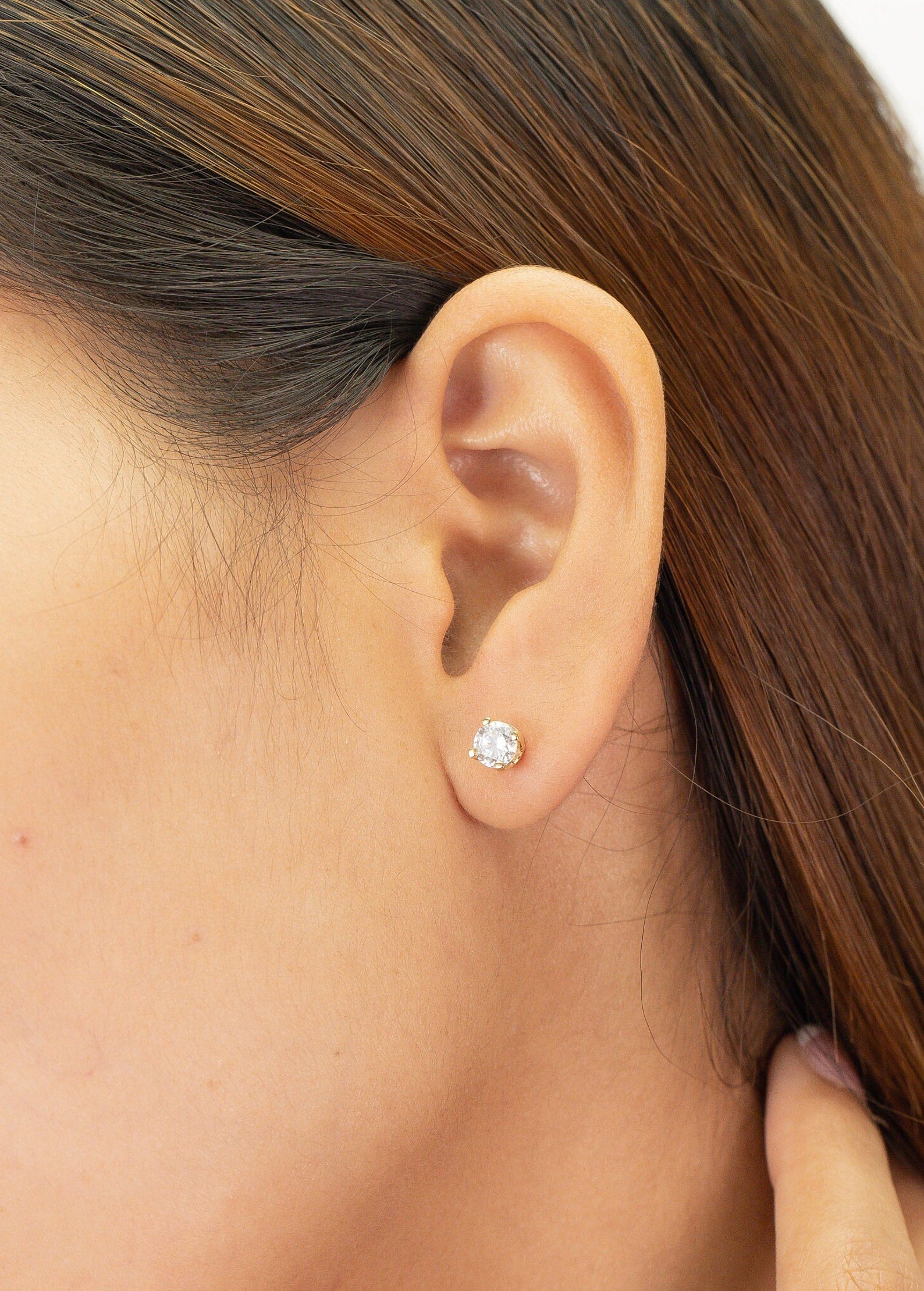 5mm Moissanite Stud Earrings, 14K Gold Moissanite Studs, Wedding Earrings, Bridesmaid Gift, Graduation Gift