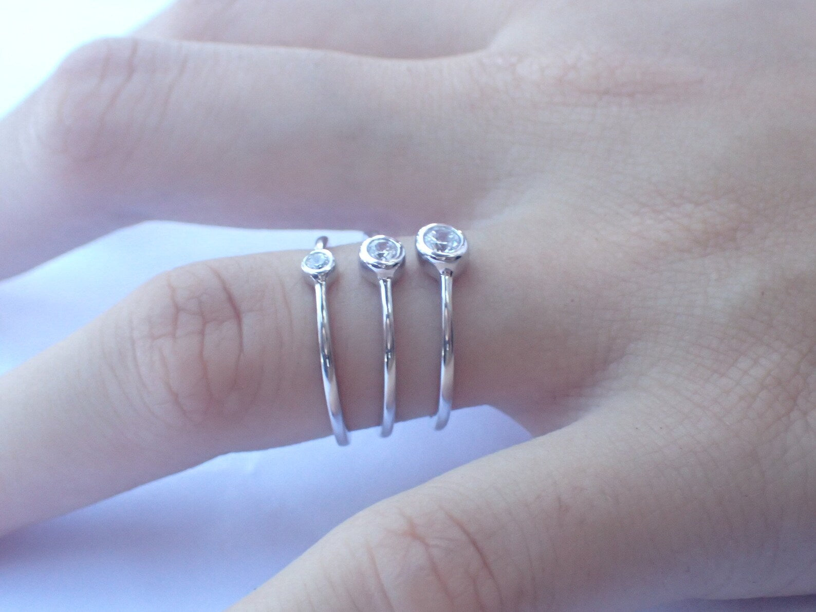 Moissanite Solitaire Ring, Bezel Set Moissanite Ring, Minimalist Simple Moissanite Ring, Stacking Ring, Promise Ring Gift for Her